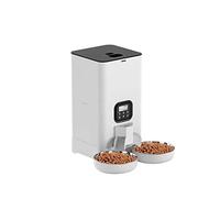 Automatic Feeders 6L Timing Pet Feeder Automatic Pet Feeding Stainless Steel Double Bowl For 2 Small And Medium-Sized Cat Dog Smart Food Dispenser for dogs and cats(Pure White B)