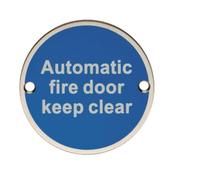 Automatic Fire Door Keep Clear Safety Sign High Visibility Mandatory Fire Door Notice for Commercial and Public Buildings (Bright Stainless Steel)