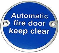 Automatic Fire Door Keep Clear Sign 75mm Diameter - Satin Anodised Aluminium (ARC.68A)