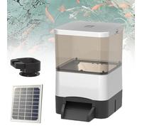 Automatic Fish Feeder,Automatic Pond Fish Food Dispenser With Lcd Display,4/10 L Large Capacity With Timer Upport Battery & Ac & Solar Panel Powered Charging For Pond Indoor & Outdoor(Silver,10L)