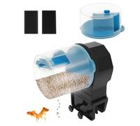 Automatic Fish Feeder for Aquarium Battery Operated Auto Fish Feeder Dispenser with Lid Adjustable Intelligent Feeding Dispense with 2 AA Batteries for Closed Tank Dual Time Zone
