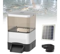 Automatic Fish Feeder For Pond Solar Powered 4/10l Capacity Adjustable Auto Fish Food Dispenser With Timer Moisture-Proof Outdoor Koi Fish Feeder For Vacation,Weekend Or Daily Use(Silver,10L)