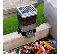 Automatic Fish Feeder for Pond Solar Powered 4L(10L) Capacity, Battery & AC Auto Timed Fish Feeder for Pond Indoor & Outdoor, Animal-Proof