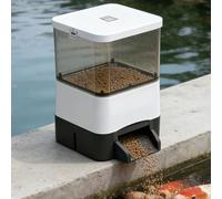 Automatic Fish Feeder for Pond, Solar-Powered with Battery Storage, 120° Scattered Feeding, Indoor and Outdoor Use, Animal Resistant Design