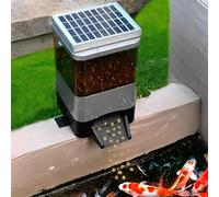 Automatic Fish Feeder, Solar Powered 120° Outdoor Fish Food Dispenser, 10L Capacity with LCD Display, Timed Rationing for Aquariums and Ponds