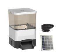 Automatic Fish Feeder,Supports remote control,With Feed Thrower, Moisture-Proof Koi Fish Feeder with Wi-Fi and Solar Panel Charging for Fish Pond and Tank Black-20L