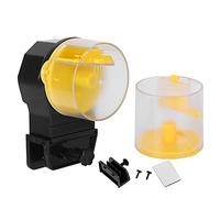 Automatic Fish Feeder, Wireless Aquarium Fish Feeder with 12/24 - Hour Timer, Dry Flake Granular Food Compatible, Edge or Stand Mount, Plastic Fish Tank Food Dispenser for Home and (Yellow)