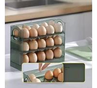 Automatic Flip Egg Storage Box for Refrigerator Side Door - 26 X 10 X 20 Cm Pet Kitchen Egg Tray Space-Saving Easy-Clean Storage Rack for Fresh Eggs(Green)