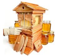 Automatic Flow Hive Beehive Kit - Complete Beekeeping Supplies Starter Kit With Stand, Bee Boxes, Frames & Auto Honey Harvest System - Solid Fir Wood, Wood Color Complete Set