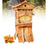 Automatic Flow Hive Beehive Kit - Complete Beekeeping Supplies Starter Kit With Stand, Bee Boxes, Frames & Auto Honey Harvest System - Solid Fir Wood, Wood Color Complete Set