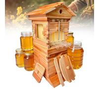 Automatic Flow Hive Beehive Kit - Complete Beekeeping Supplies Starter Kit With Stand, Bee Boxes, Frames & Auto Honey Harvest System - Solid Fir Wood, Wood Color Complete Set
