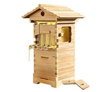 Automatic Flow Hive Beehive Kit - Complete Beekeeping Supplies Starter Kit With Stand, Bee Boxes, Frames & Auto Honey Harvest System - Solid Fir Wood, Wood Color Complete Set