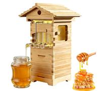 Automatic Flow Hive Beehive Kit - Complete Beekeeping Supplies Starter Kit With Stand, Bee Boxes, Frames & Auto Honey Harvest System - Solid Fir Wood, Wood Color Complete Set