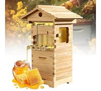 Automatic Flow Hive Beehive Kit - Complete Beekeeping Supplies Starter Kit With Stand, Bee Boxes, Frames & Auto Honey Harvest System - Solid Fir Wood, Wood Color Complete Set