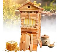 Automatic Flow Hive Beehive Kit - Complete Beekeeping Supplies Starter Kit With Stand, Bee Boxes, Frames & Auto Honey Harvest System - Solid Fir Wood, Wood Color Complete Set