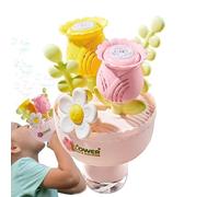 Automatic Flower Wand, Bouquet Bubble Machine, 5.3x9.1 Inches Blower with Floral Head, Portable Motorized Play Set, Battery Operated Maker with Petal Design, Backyard Toy for Birthday Party