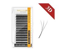 Automatic flowering W-shaped blooming 3D 4D 5D 6D 7D 8D fan-shaped fast grafting eyelash extension, natural soft and thick, not easy to fall apart, finished product(Black 3D Eyelash,D_12MM_0.07MM)