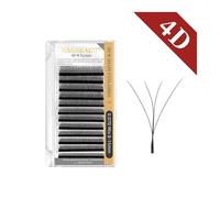 Automatic flowering W-shaped blooming 3D 4D 5D 6D 7D 8D fan-shaped fast grafting eyelash extension, natural soft and thick, not easy to fall apart, finished product(Black 4D Eyelash,D_9MM_0.07MM)