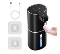 Automatic Foaming Soap Dispenser 380ML Wall Mount Adjustable 4 Levels For Bathroom Kitchen Public Restroom Hands (black foam)