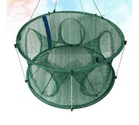 Automatic Foldable Mesh Trap Net with 5 Holes for Lobster Crab | Green Mesh and Metal Build, Portable Folding Design, Easy Fish Entry, Suitable for Shrimp and Crawfish