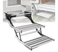 Automatic Folding Caravan Stairs, Heavy Duty Aluminum Alloy Electric RV Step with LED Light, for Campervans, Travel Trailers