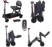 Automatic Folding Mobility Scooter, 22 KG Lightweight, Auto Folding Travel Scooter, Magnetic Brakes, Aluminium Frame, 180W Brushless Motor, Flip Up Arm Rest, 20 KM Removable Battery, Remote Control