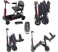 Automatic Folding Mobility Scooter, 22 KG Super Lightweight, Auto Folding Portable Travel Scooter, Electromagnetic Brake, Aluminium Frame, 270W Brushless Motor, Arm Rest, 20 KM Removable Battery