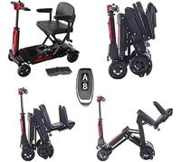 Automatic Folding Mobility Scooter, 22 KG Super Lightweight, Folding Travel Scooter, Electromagnetic Brake, Aluminium Frame,180W Brushless Motor, Arm Rest, 20KM Removable Battery Remote Control