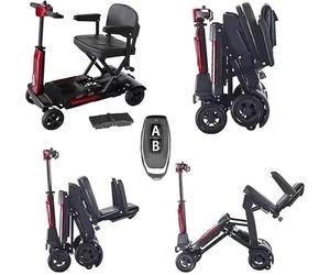 Automatic Folding Mobility Scooter, 22 KG Super Lightweight, Folding Travel Scooter, Electromagnetic Brake, Aluminium Frame,180W Brushless Motor, Arm Rest, 20KM Removable Battery Remote Control