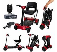 Automatic Folding Mobility Scooter, 30 KG Lightweight, Auto Folding Portable Travel Scooter, Electromagnetic Brake, Aluminium Frame, 250W Brushless Motor, 20 KM Removable Battery