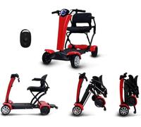 Automatic Folding Mobility Scooter, Auto Folding Electric Portable Travel Scooter, Mobility Chair, 250W Dual Motor, Flip Up Arm Rest, 20 KM Removable Battery, Remote Control, 4 Wheel Suspension