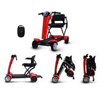 Automatic Folding Mobility Scooter Auto Folding Electric Portable Travel Scooter Mobility Chair 250W Dual Motor Flip Up Arm Rest 20 KM Removable Battery Four Wheel Suspension Remote Control New