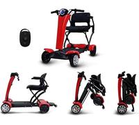 Automatic Folding Mobility Scooter, Auto Folding Electric Portable Travel Scooter, Mobility Chair, 250W Dual Motor, Flip Up Arm Rest, 20 KM Removable Battery, Remote Control, 4 Wheel Suspension
