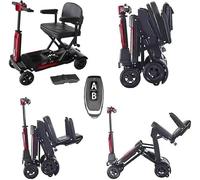 Automatic Folding Mobility Scooter, Super Lightweight 22 KG, Folding Travel Scooter, Aluminium Frame, Electromagnetic Brake,180W Brushless Motor, Arm Rest, Remote Control, 20KM Removable Battery, New