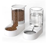 Automatic Food Feeder and Waterer Set 3.2L, 2 Packs Automatic Feeder and Waterer Set,Plastic Dog Food Dispenser and Dog Water Dispenser for Small&Medium Dogs Cats 30x15.5x25cm