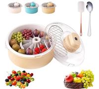 Automatic Fruit and Vegetable Spinner & Strainer, Fruit Washer and Spinner with Brush, 2-in-1 Lettuce Dryer and Vegetable Cleaner for USB, One-Touch Operation, Base for Kitchen Prep (Beige)