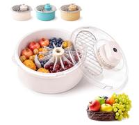 Automatic Fruit and Vegetable Spinner & Strainer, One-Touch Operation, 2-in-1 Lettuce Dryer and Vegetable Cleaner, Salad Spinner for Lettuce, Greens, Produce & Kitchen Meal Prep，White