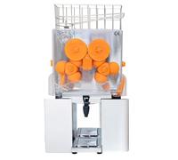 Automatic Fruit Juicer Commercial Extractor Citrus Juice Squeezer Electric Press Machine 220V 120W Stainless Steel 40-50% Yield 22 Oranges Per Minute 1.8m Cable Serving Tap Collecting Buckets