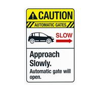 Automatic Gate Approach Slowly Gate Will Open Warning Sign, Gate Security Metal Signs for Business Home Outdoor Indoor Road Yard Garage Street Wall Safety Caution Custom Decor 8 x 12 Inch