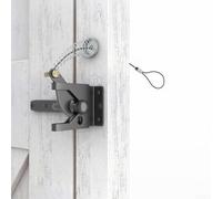 Automatic Gate Latch with Spring Cable, Heavy Duty Self-Locking Gravity Door Lock for Shed, Patio, Ranch, Black