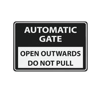 Automatic Gate Open Outwards Do Not Pull Black Sign Warning Tin Sign Home Kitchen Farm Garden Garage Wall Decor 12X8Inch