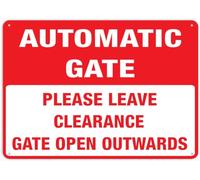 Automatic gate please leave clearance gate open outwards sign rust free aluminum signs For Home Bathroom Restaurants Kitchen Garden Cave Garage Office Bar Cafe 8×12 INCH