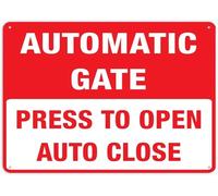 Automatic Gate Press to Open Auto Close Metal Signs 12X8 Inch Rust Free Aluminum,Uv Ink Printing,Durable/Weatherproof Outdoor for Home