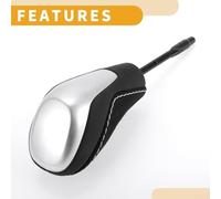 Automatic Gear Shift Knob for E81 E82 E87 E90 E91 E92 E93 E36 E39 E46 E60 E61 E53 X3 For X5 Z3 Z4 - ABS Plastic with Leather Wrap, Silver Finish, S(58MM)