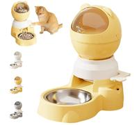 Automatic Gravity Feeder with Push Button Feeder, Gravity Droplet Feeder, Interactive Treat Dispenser with 1.5L Capacity, Two Ways of Use (Yellow)