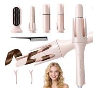 Automatic Hair Curler, 4 in 1 Ceramic Curling Iron with 28mm/32mm/40mm Barrels and Straightener Comb, 3000W Negative Ion Self Rotating Curling Tongs Fast Heating with 3 Temperature & Time