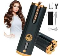 Automatic Hair Curler, Cordless Curling Iron 6 Temperature & LCD Screen,Rechargeable Hair Curling Wand Anti-Tangle& Qucik Heat Hair Styling Tool