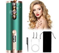 Automatic Hair Curler, Cordless Hair Iron PTC Ceramic Hair Curling Negative Ion Portable 5200mAh Rechargeable USB Anti-Tangle 6 Temperature & Timer 5min Auto Off Curling Wand for Home/Travel Use