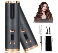 Automatic Hair Curler, Cordless Rotating Curling Iron with LCD Screen & 6 Temperature Settings, Rechargeable USB Curling Wand Anti-Tangle Fast Heating Hair Styling Tool Portable