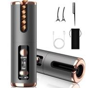 Automatic Hair Iron, Cordless Hair Curler PTC Ceramic Hair Curling Negative Ion Portable 5000mAh Rechargeable USB Anti-Tangle 6 Temperature & Timer 10min Auto Off Curling Wand for Home/Travel Use